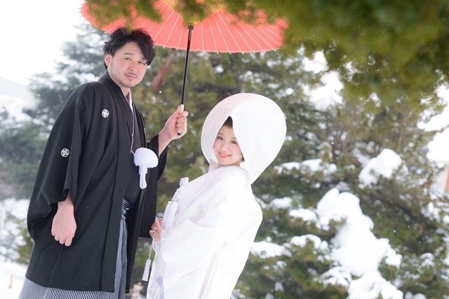 札幌雪の白無垢撮影